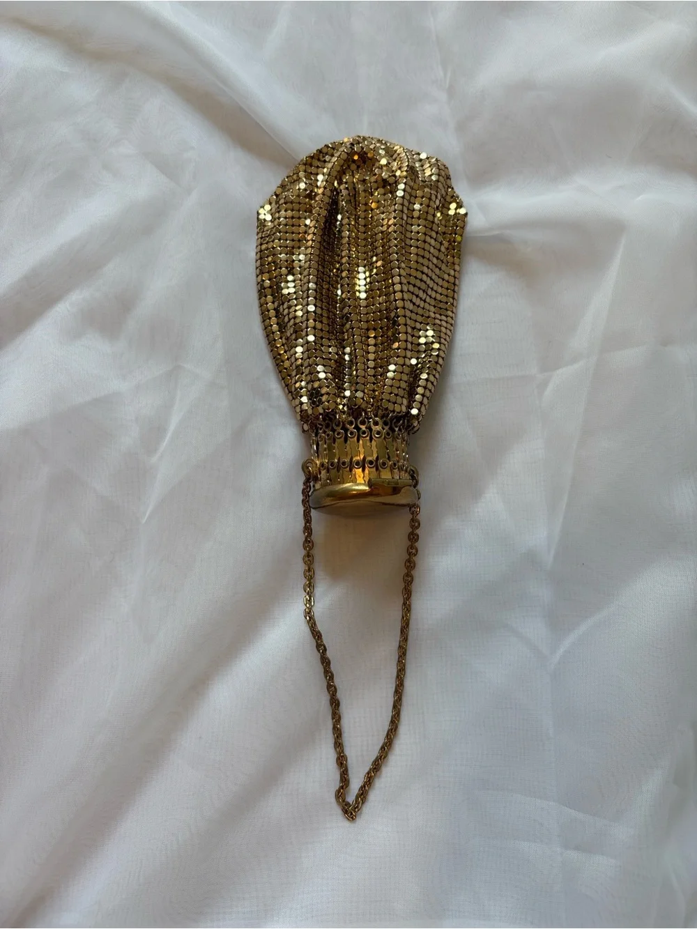 Whiting & Davis Vintage Gold Mesh Beggar Bag